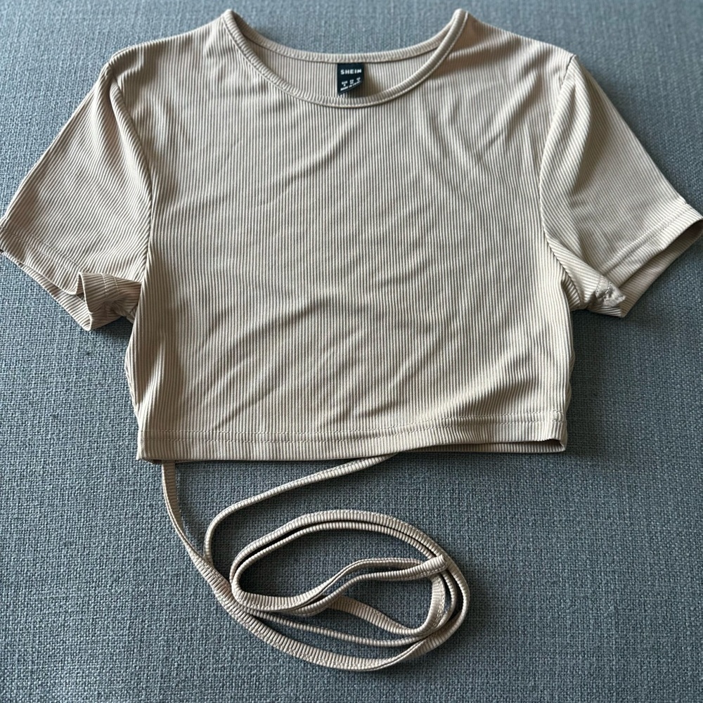 Tan Ribbed Crop Top